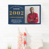 2002年21日生まれ生誕生日に名前を追加する青い金ゴールド写真 横断幕 (インサイチュ)