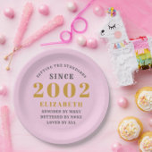 2002年21日生まれ生誕2002年A名Pink ペーパープレート (パーティー)