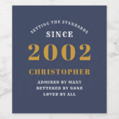 2002年21日生まれ生誕2002年Blue金ゴールドの追加 ワインラベル (シングルラベル)