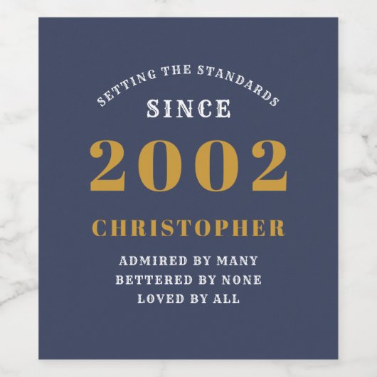 2002年21日生まれ生誕2002年Blue金ゴールドの追加 ワインラベル (シングルラベル)