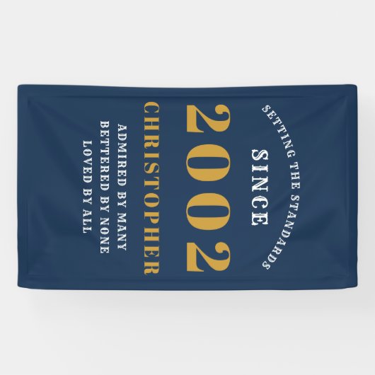 2002年21日生まれ生誕2002年Blue金ゴールドの追加 横断幕 (横)
