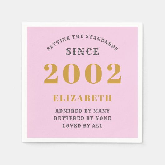 2002年21日生まれ生誕2002年Pink Grayを追加 スタンダードカクテルナプキン (正面)