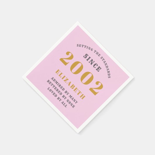 2002年21日生まれ生誕2002年Pink Grayを追加 スタンダードカクテルナプキン (角)