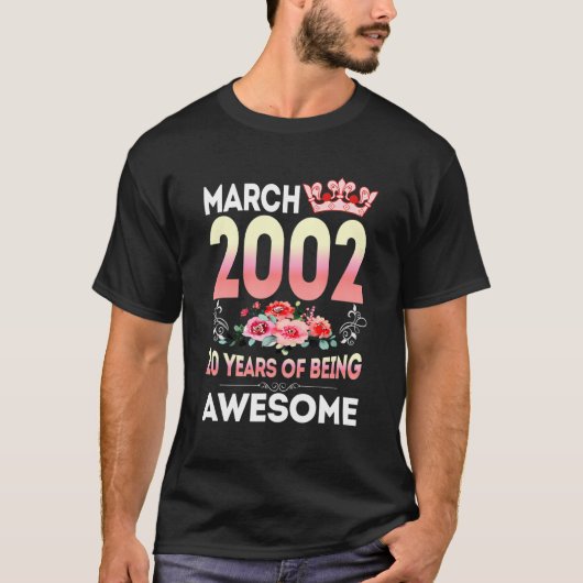 2002年3月シャツ20歳20誕生日女の子 Tシャツ (正面)
