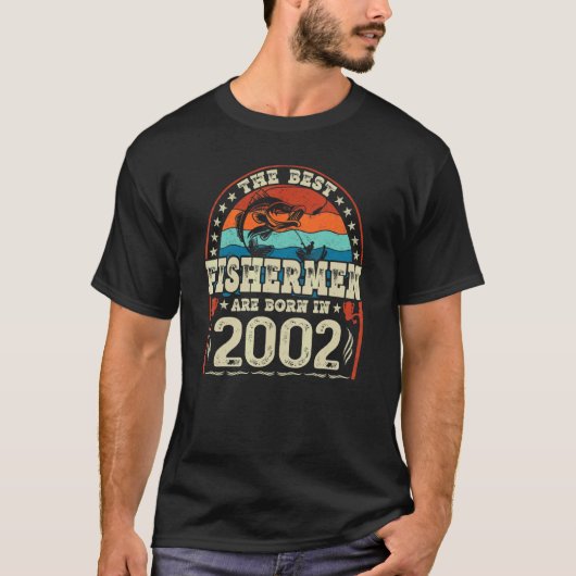 2002最高の年の魚釣り誕生に漁師がいる Tシャツ (正面)