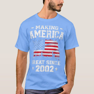 2002生まれ年アメリカ合衆国を作るアメリカの素晴らし国旗 Tシャツ