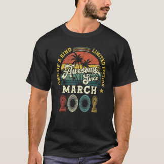 2002素晴らし年3月以来ヴィンテージ20誕生日 Tシャツ