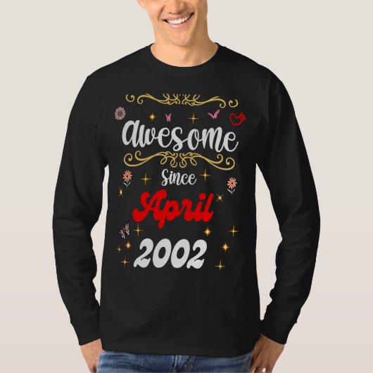 2002素晴らし年4月の誕生日の花とバター Tシャツ (正面)
