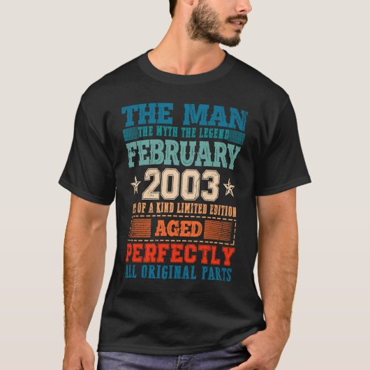 2003年ヴィンテージ2003年2月20日誕生日 Tシャツ (正面)