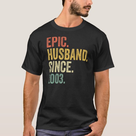 2003年以来の叙事詩の夫20年20th's結婚 Anni Tシャツ (正面)
