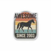 2003年生まれの伝説の馬 お誕生日おめでとう デザイン シール (正面)