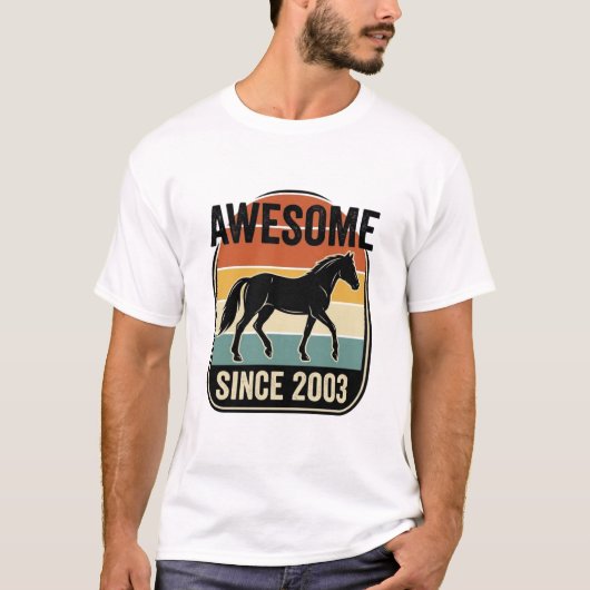 2003年生まれの馬のバースデーグッズ ヴィンテージ Tシャツ (正面)