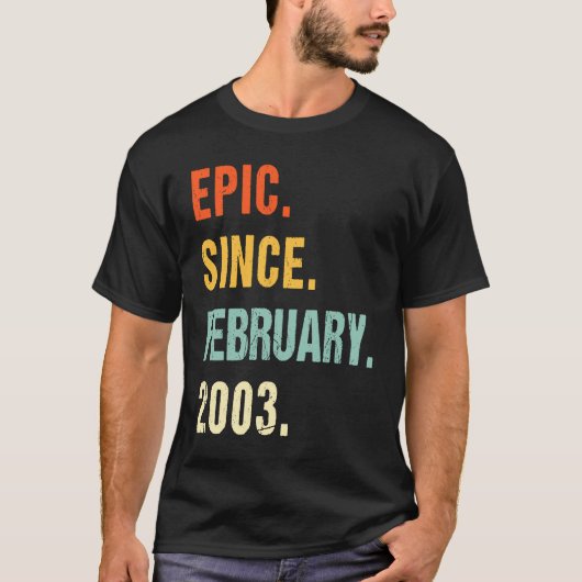 2003年2月から20年 20歳のお誕生日おめでとう Tシャツ (正面)