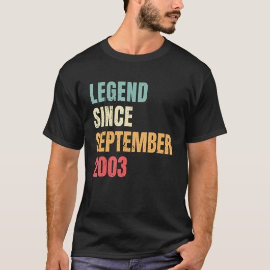 2003年9月誕生日2003年9月以来の伝説 Tシャツ (正面)