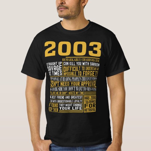 2003最高の Facts for Mens, Womens, Bday Gif(2003 Fact Tシャツ (正面)