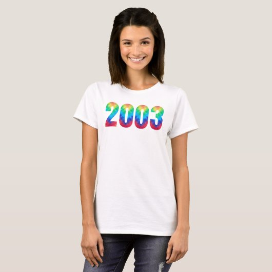 2003生まれ年誕生日会数々の色絞り染め Tシャツ (正面フル)