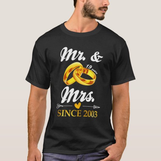 2003結婚年2003年結婚したカップル19年からのリングや輪 Tシャツ (正面)