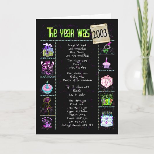 2003誕生日年おもしろいトリビア カード (正面)