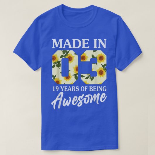 2003 生まれ 19歳19誕生日ガールズティーン Tシャツ (デザイン正面)