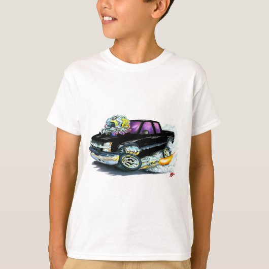 2003-06年のSilveradoの黒いトラック Tシャツ (正面)