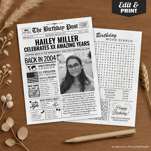 2004カスタム年新聞紙誕生日カードのトレンド シーズンカード