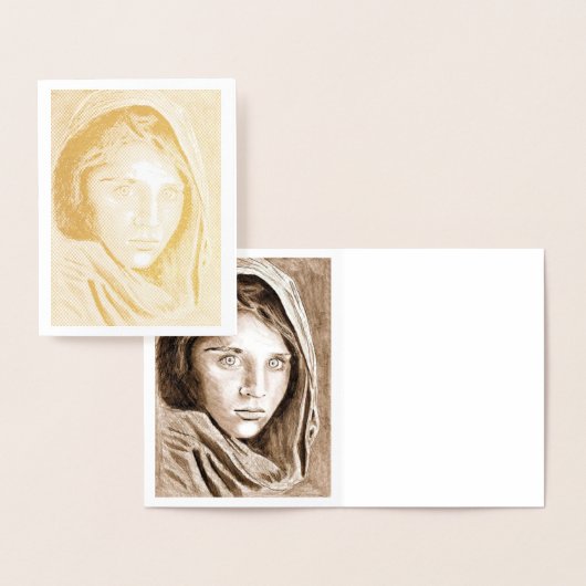 2004ゴールドフォイルの自分の鉛筆スケッチ 箔カード (ディスプレー)