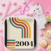 2004レトロヴィンテージポスターマイルストーン誕生日 ペーパープレート (パーティー)