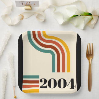 2004レトロヴィンテージポスターマイルストーン誕生日 ペーパープレート