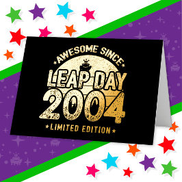 2004年うるう年2月29日生まれのあなたへ Leap Day 誕生日おめでとう 箔グリーティングカード
