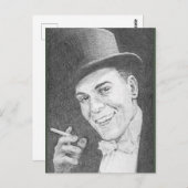 2004年にタバコ描を鉛筆で描いた紳士 ポストカード (正面/裏面)
