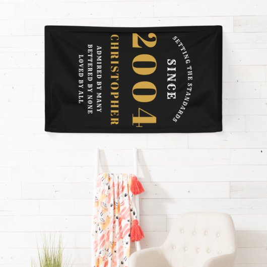 2004年生まれ　21歳誕生日おめでとう　名前：ブラックゴールド 横断幕 (インサイチュ)