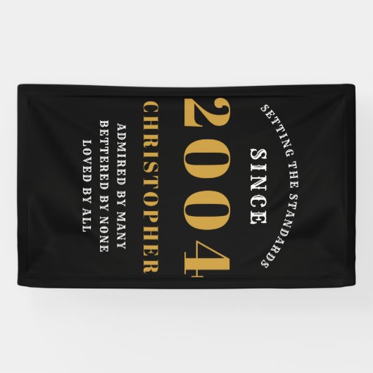 2004年生まれ　21歳誕生日おめでとう　名前：ブラックゴールド 横断幕 (横)