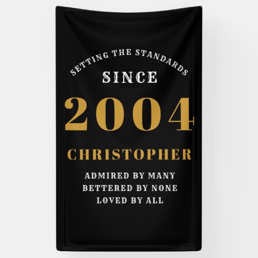 2004年生まれ　21歳誕生日おめでとう　名前：ブラックゴールド 横断幕 (縦)