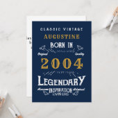 2004年誕生日生まれ2004年伝説の青い金ゴールドグリーティング カード (正面/裏面インサイチュ)
