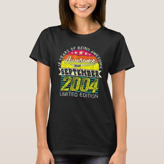 2004年9月18日に生まれて18歳の誕生日 Tシャツ (正面)