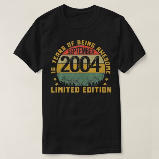 2004生まれ年9月16歳Tヴィンテージ16位Bir Tシャツ (デザイン正面)