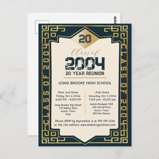 2004 エレガント 20年HS懇親会のアールデコクラス ポストカード (正面/裏面)