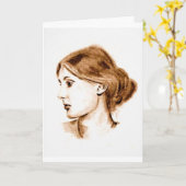 2004 soft pencil drawing of Virginia Woolf card   カード (黄色い花)