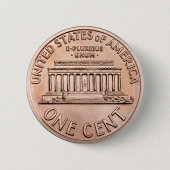 2005年のリンカーン記念館1つのセントの銅貨のお金 缶バッジ (正面)