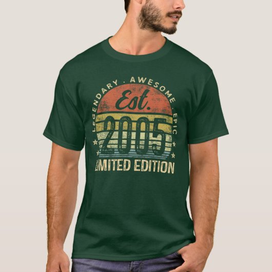 2005年設立限定21歳の誕生日ギフト 21歳 Tシャツ (正面)