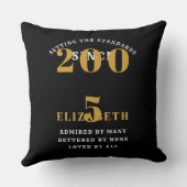 2005年誕生日ブラック金ゴールドレディパーソナライズされたズ クッション (裏面)