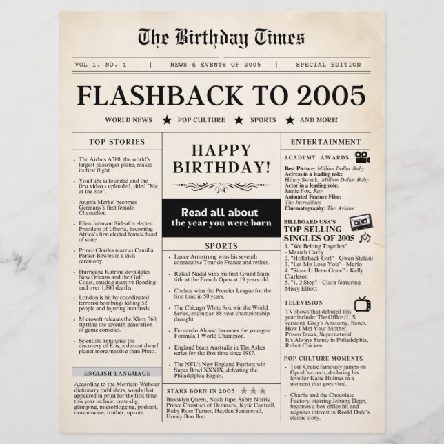 2005生まれ年モック新聞セピア (正面)