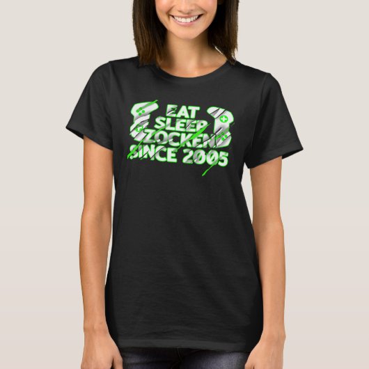 2005食べ年ゲーマー以来のスリープZockenビデオゲームコンター Tシャツ (正面)