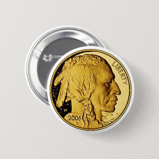 2006人のアメリカ人のバッファローの証拠の金地金の硬貨 缶バッジ (正面&裏面)