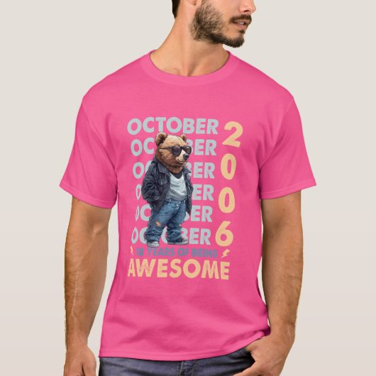 2006年10月 伝説の男 18歳の誕生日 おしゃれなクマ 18 Tシャツ (正面)