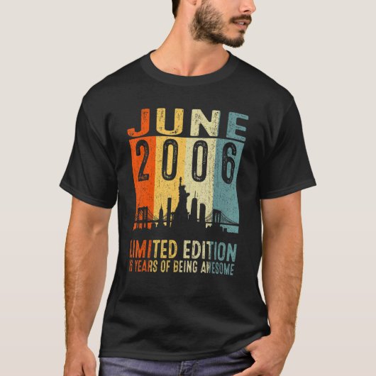 2006素晴らし年6月16日誕生日ヴィンテージセンター Tシャツ (正面)