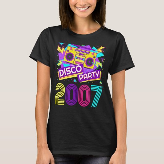 2007ディスコパーティー誕生日15歳レトロヴィンタグ Tシャツ (正面)