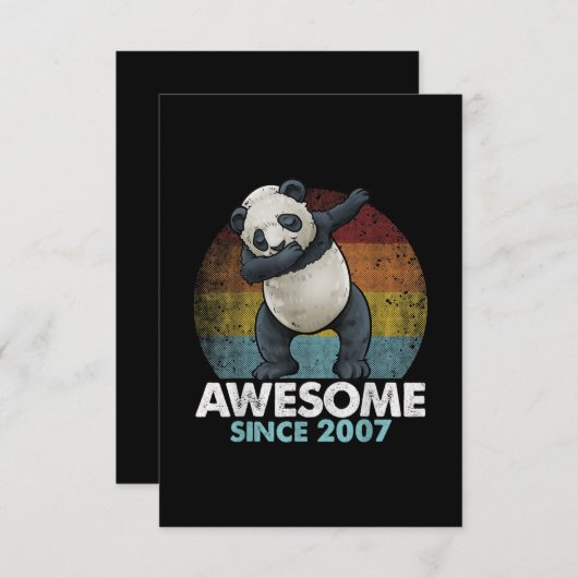2007年からかっこいい ダンシングパンダ 13歳の誕生日 招待状 (正面/裏面)