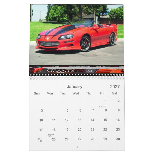 2007年のProjectCamaro.comのカレンダー カレンダー (1月 2027)