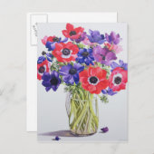 2007年ガラス瓶に入ったアネモネ ポストカード (正面/裏面)